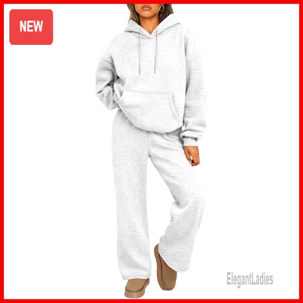 Oversized Hoodie Sweatsuit Set with Wide Leg Pants, 2-Piece Lounge Wear